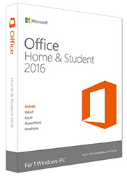 Eine Retailbox von Office 2016 als Home & Student in der Windows Version